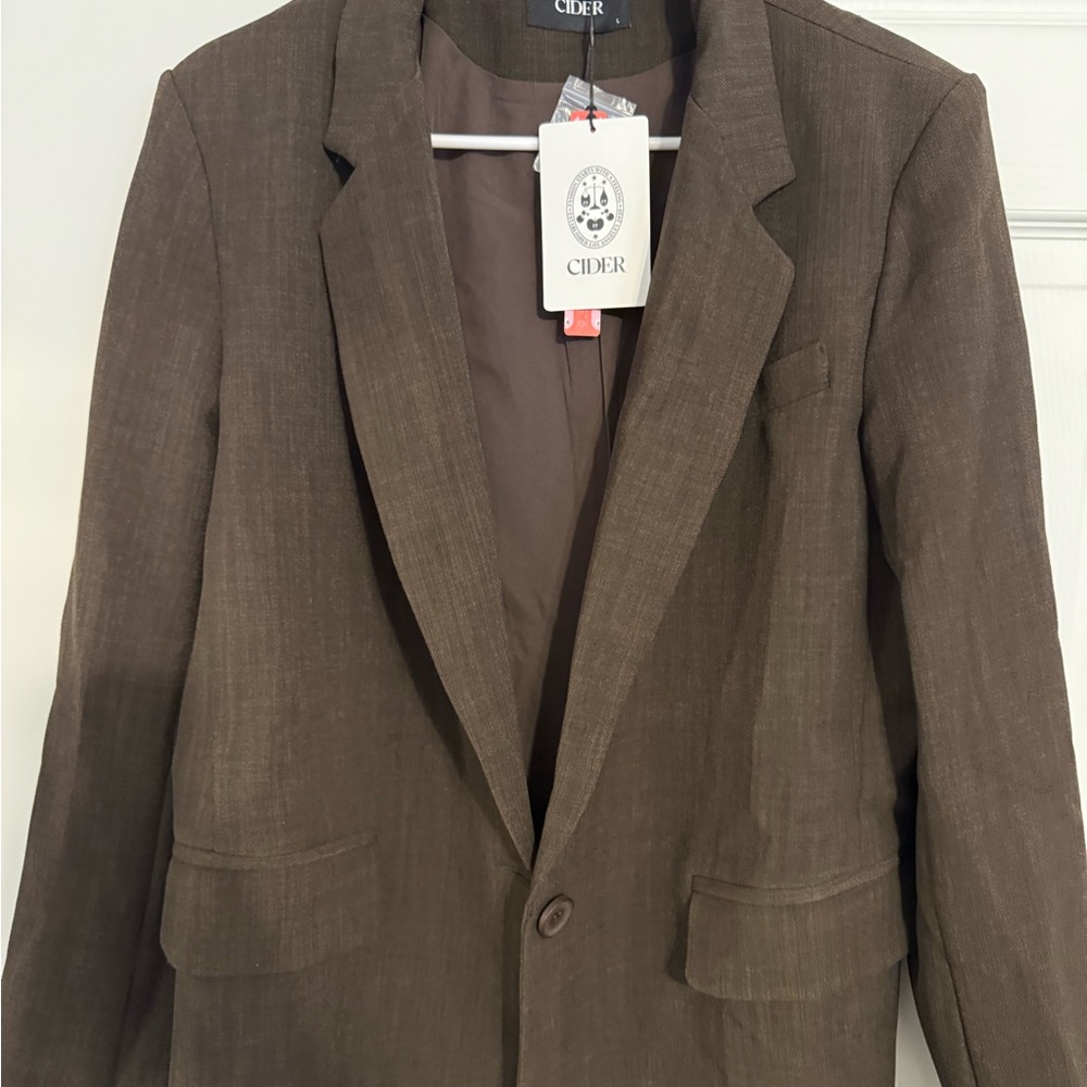 Cider Espresso Brown Oversized Blazer for Women